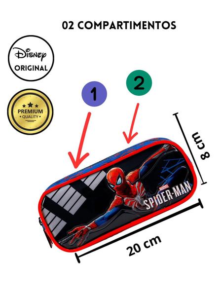 Kit Escolar Spider Man Aranha Lancheira + Estojo Duplo 1 - Xeryus Imagem de Kit Escolar Spider Man Aranha Lancheira + Estojo Duplo 1