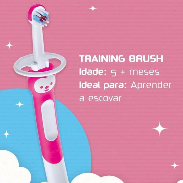 Imagem de Kit Escova Dental Baby Treinamento Learn to Brush Azul Mam