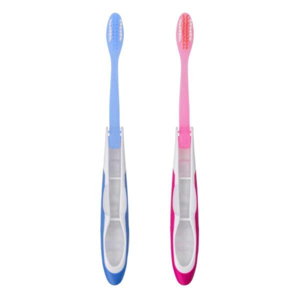 Imagem de Kit Escova Dental Compact Macia Kess Belliz ul/Rosa C/2