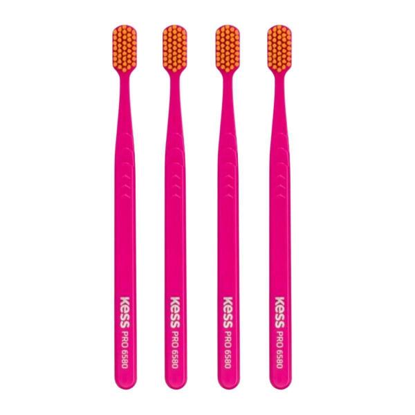 Imagem de Kit Escova Dental Extra Macia Kess Pro Pocket Belliz Rosa