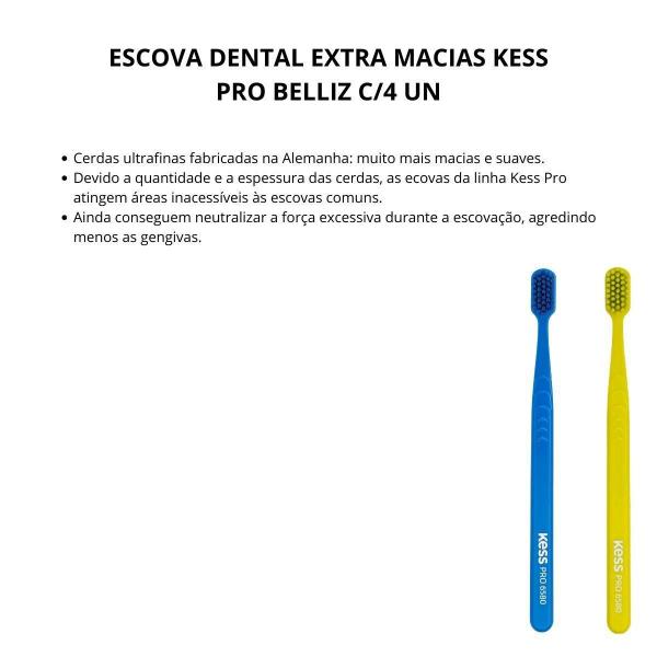 Imagem de Kit Escova Dental Extra Macias Kess Pro Belliz ul/Verde