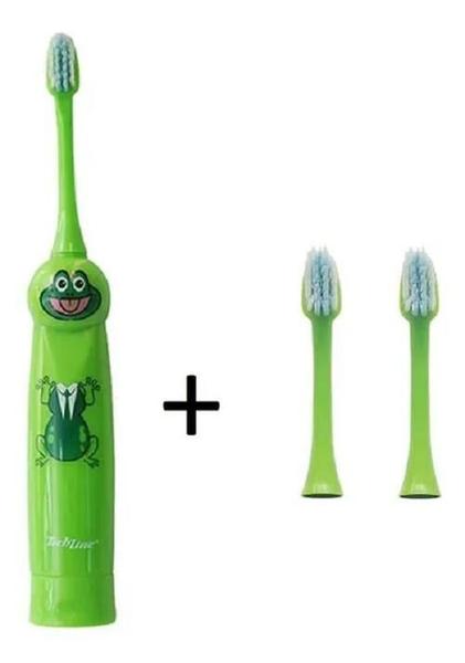 Imagem de Kit Escova Dental Infantil + Refil Verde - Sapo Techline