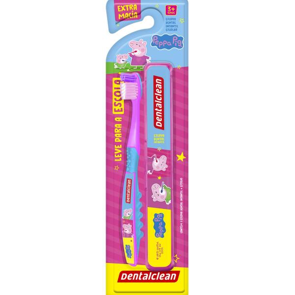Kit escova + estojo peppa pig - extra macia 3a+ dentalclean Imagem de Kit escova + estojo peppa pig - extra macia 3a+ dentalclean