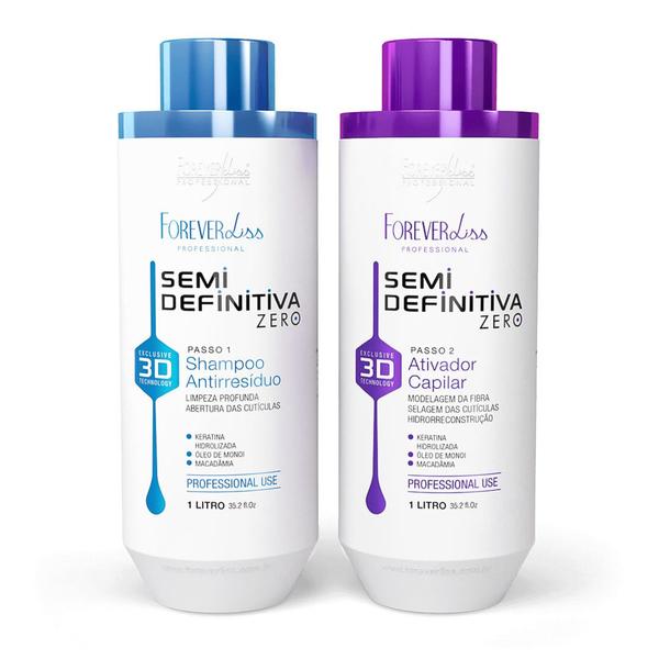 Kit Escova Semi Definitiva Zero 2x1L Forever Liss Kit Escova Semi Definitiva Zero 2x1L Forever Liss