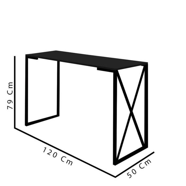 Imagem de Kit Escritório Bex 2 Cadeiras Sintético Preto com 1 Mesa e 1 Livreiro Ferro Marrom MDF Imbuia - Ahazzo Móveis