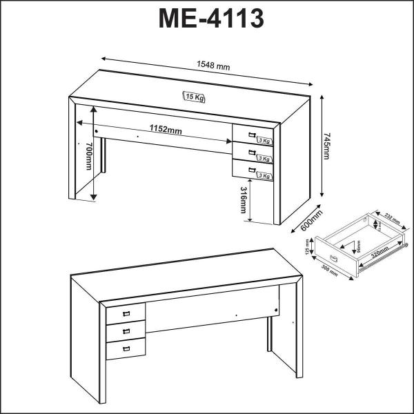 Imagem de Kit Escritório Com 1 Mesa Balcão 2 Portas e Estante 3 Nichos