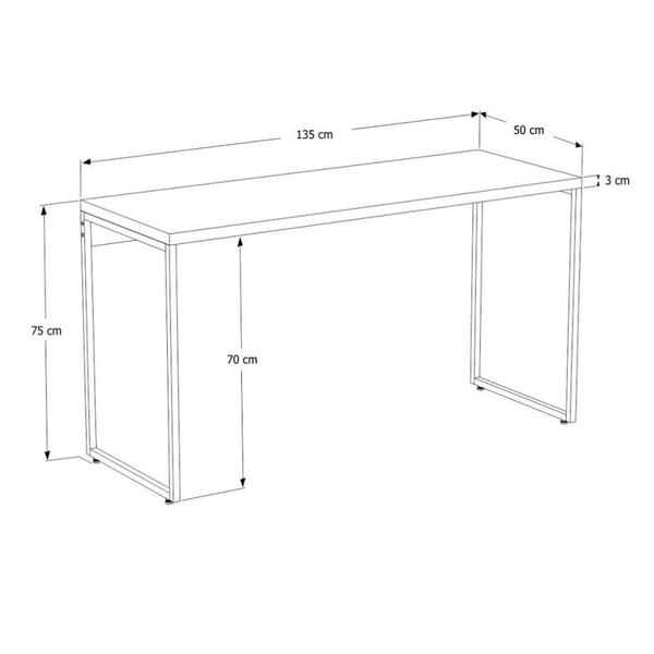 Imagem de Kit Escritório Estante Areta 4 Prateleiras com Mesa Industrial Aspen 135cm C01 Onix - Lyam Decor