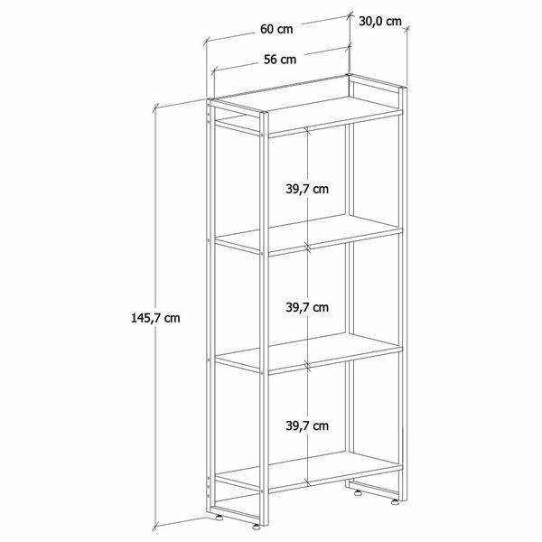 Imagem de Kit Escritório Estante Areta 4 Prateleiras com Mesa Industrial Aspen 135cm C01 Onix - Lyam Decor