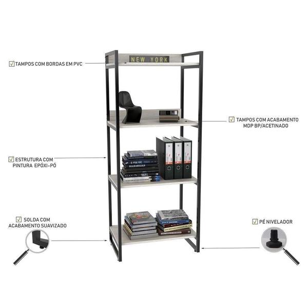 Imagem de Kit Escritório Estilo Industrial Mesa 120cm e Estante Snow