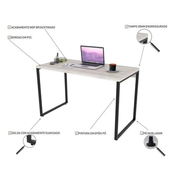 Imagem de Kit Escritório Estilo Industrial Mesa 120cm e Estante Snow