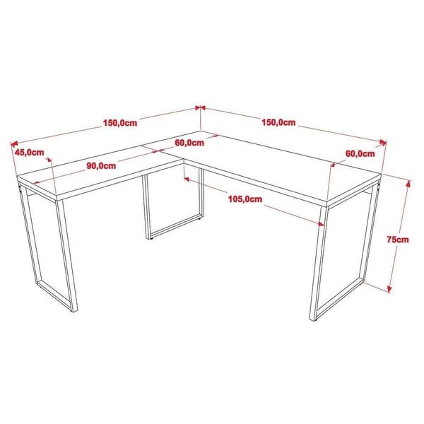 Imagem de Kit Escritório Estilo Industrial Mesa e 2 Estantes Carvalho