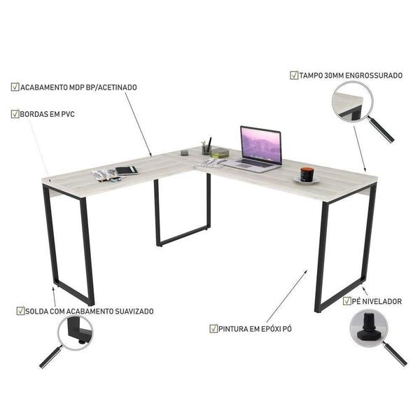 Imagem de Kit Escritório Estilo Industrial Mesa e Estante Snow