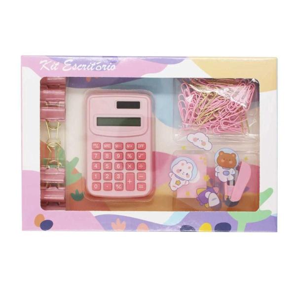 Imagem de Kit Escritorio Kawaii Presente Tons Pasteis Calculadora