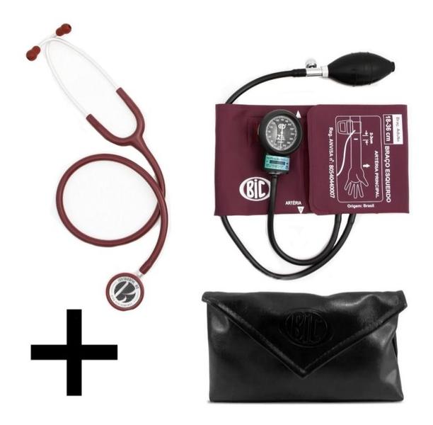 Kit Esfigmomanômetro Aparelho De Medir Pressão Arterial + Estetoscópio Duplo - Bic Imagem de Kit Esfigmomanômetro Aparelho De Medir Pressão Arterial + Estetoscópio Duplo - Bic