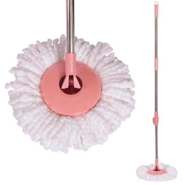 Imagem de Kit Esfregao Mop Pocket Rosa 8 Litros Limpeza Pratica com Balde + Refil Microfibra Mor