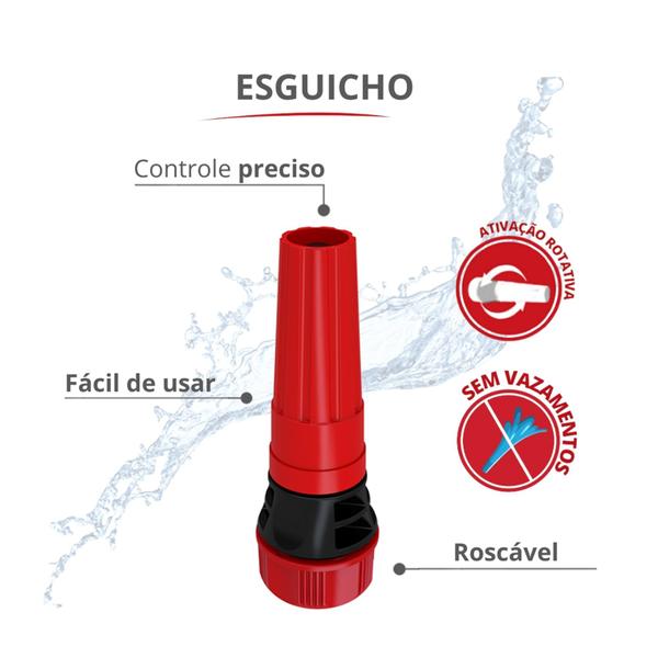 Imagem de Kit Esguicho Roscável Com Adaptador Roscável Vermelho Durín