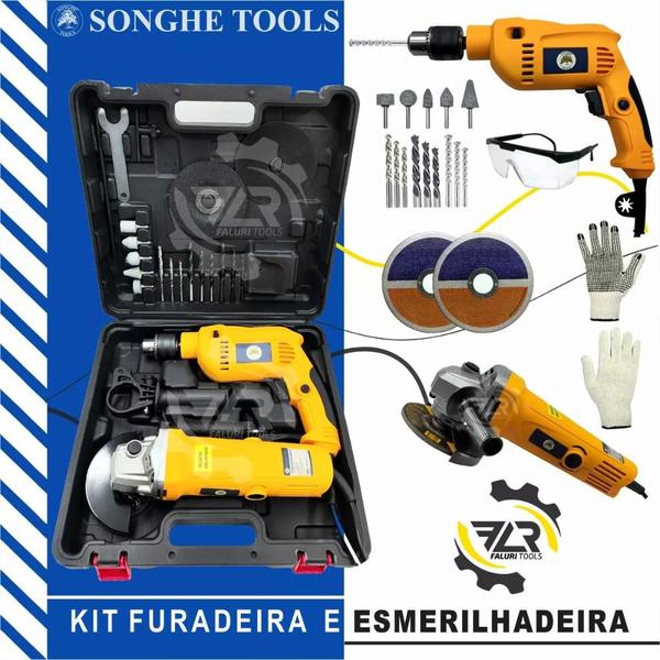 Imagem de Kit Esmerilhadeira/lixadeira Furadeira 800w 25 Peça Maleta Tryton   127v