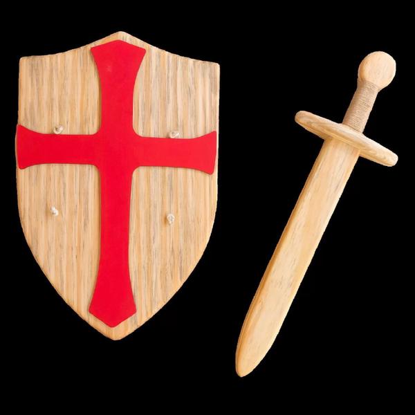 Kit Espada E Escudo De Madeira Medieval Brinquedo Waldorf - Brinque E Leia Imagem de Kit Espada E Escudo De Madeira Medieval Brinquedo Waldorf