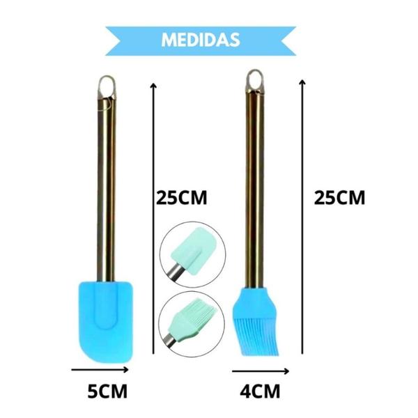 Imagem de Kit Espátula E Pincel De Silicone Com Cabo Inox 2 Peças Culinária