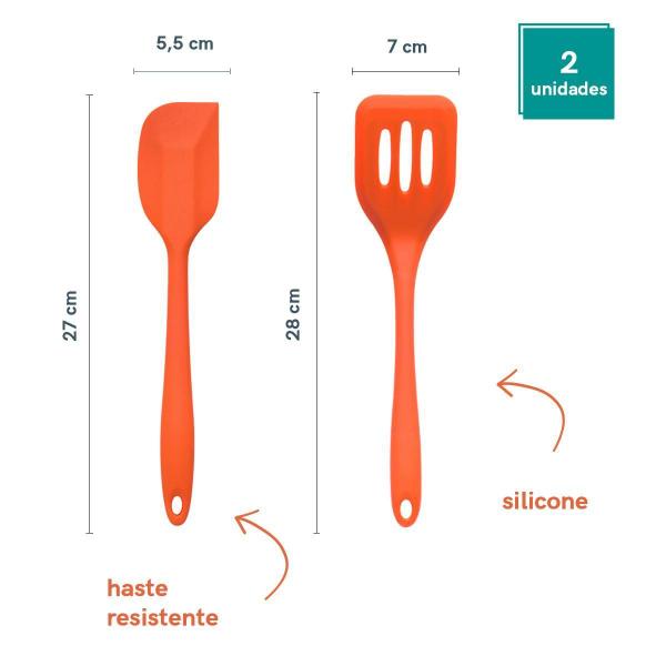 Imagem de Kit Espátulas Silicone 27cm/28cm - Limpeza Sem Arranhar