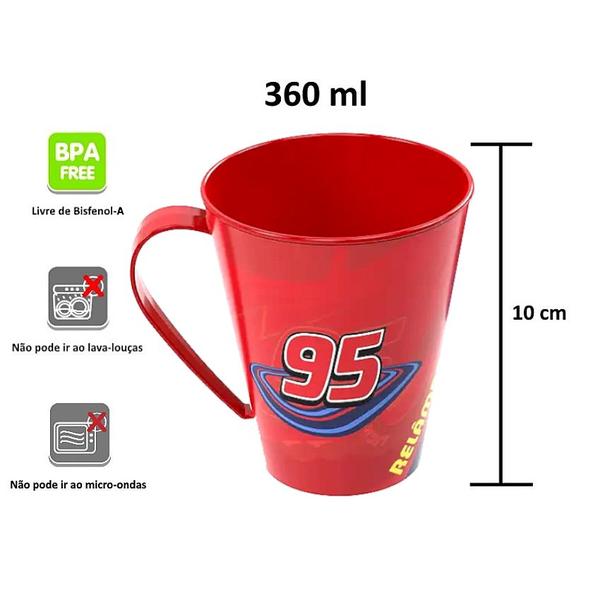 Imagem de Kit Especial 3 em 1 Carrinho Relâmpago Mcqueen 13cm com Caneca e Copo Original