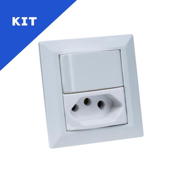 Imagem de Kit Espelhos de Tomadas Duplo Chanf 2Tom 20A 2 Interruptor