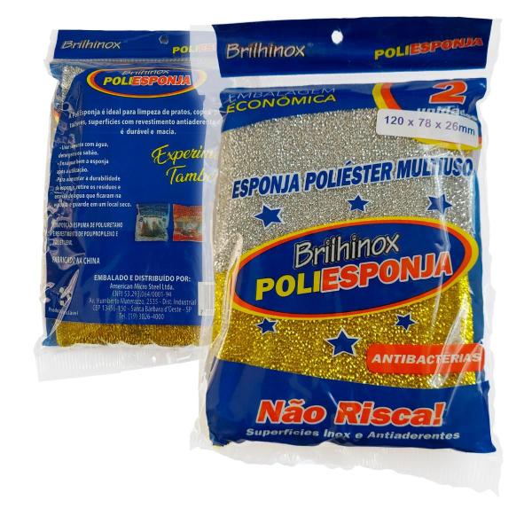 Imagem de Kit Esponjas Multiuso Não Risca Inox E Antiaderente 20pçs