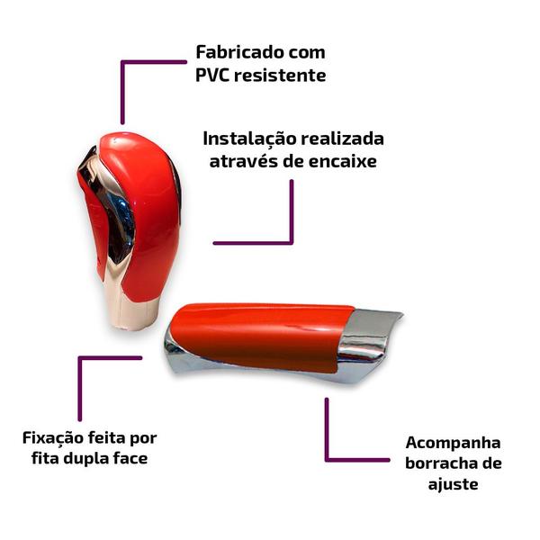 Imagem de Kit Esportivo Bola Câmbio + Aplique Manopla Freio de Mão + Pedaleiras + Pino Válvula de Pneu Cromada