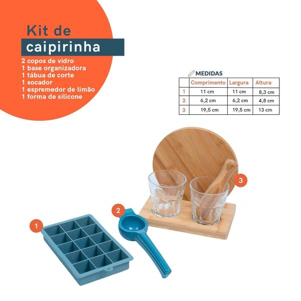 Imagem de Kit Espremedor De Limão Forma E Kit Caipirinha 7 Pçs -Oikos