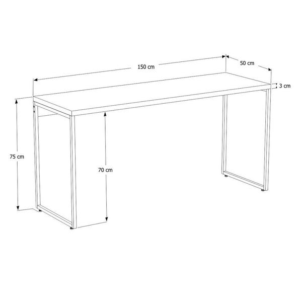 Imagem de Kit Estante Areta 3 Prateleiras com Mesa Industrial Aspen 150cm C01 Carvalho Dark - Lyam Decor