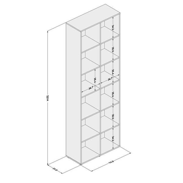 Imagem de Kit Estante para Livros com 12 Nichos 221cmx148cm Caracol