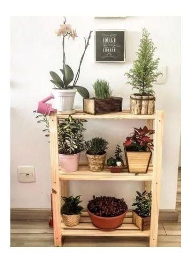 Imagem de Kit Estante Prateleiras vazadas Organiza Plantas E Vasos