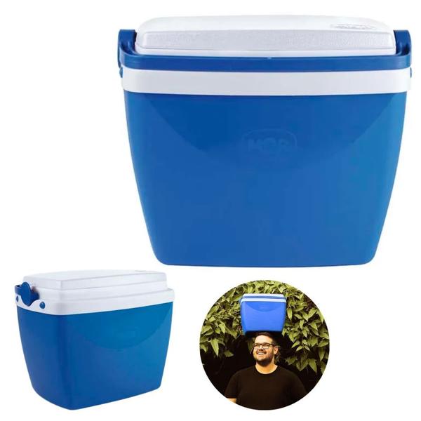 Kit Esteira de Praia em Rolo com Alca + Caixa Termica Azul Pequena 6 L para Passeios Ao Ar Livre Imagem de Kit Esteira de Praia em Rolo com Alca + Caixa Termica Azul Pequena 6 L para Passeios Ao Ar Livre