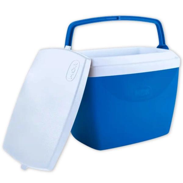 Kit Esteira de Praia em Rolo com Alca + Caixa Termica Azul Pequena 6 L para Passeios Ao Ar Livre Imagem de Kit Esteira de Praia em Rolo com Alca + Caixa Termica Azul Pequena 6 L para Passeios Ao Ar Livre