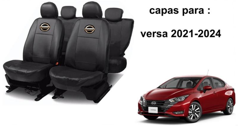 Imagem de Kit Estilo Capas Couro Nissan Versa 2021-2024 + Volante + Chaveiro