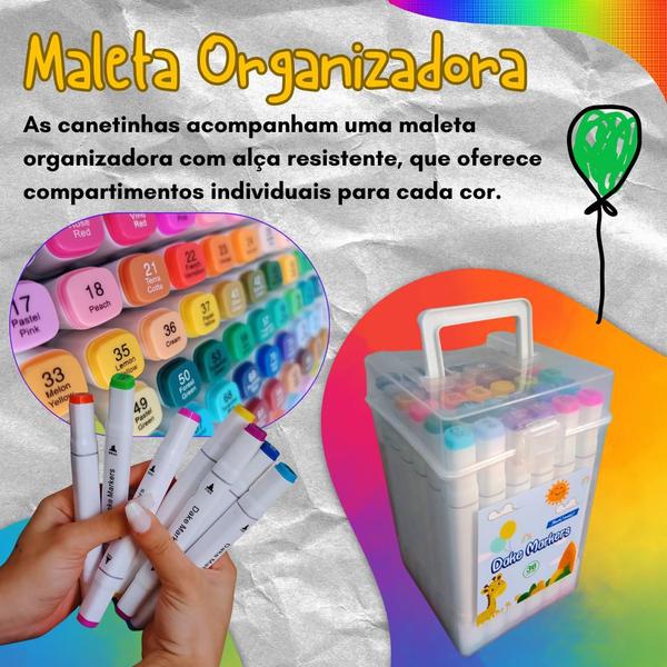 Imagem de Kit Estojo Canetinha Marcador Desenho 36 Cores Hidrografica