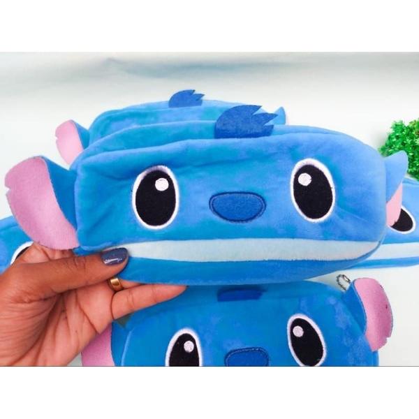 Imagem de Kit Estojo Escolar Fofo Stitch + Hello Kitty Pelúcia Porta Lápis Canetas