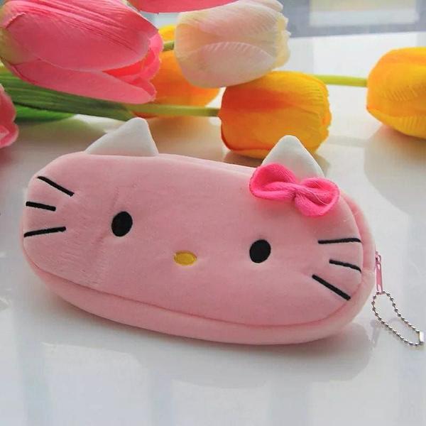 Imagem de Kit Estojo Escolar Fofo Stitch + Hello Kitty Pelúcia Porta Lápis Canetas