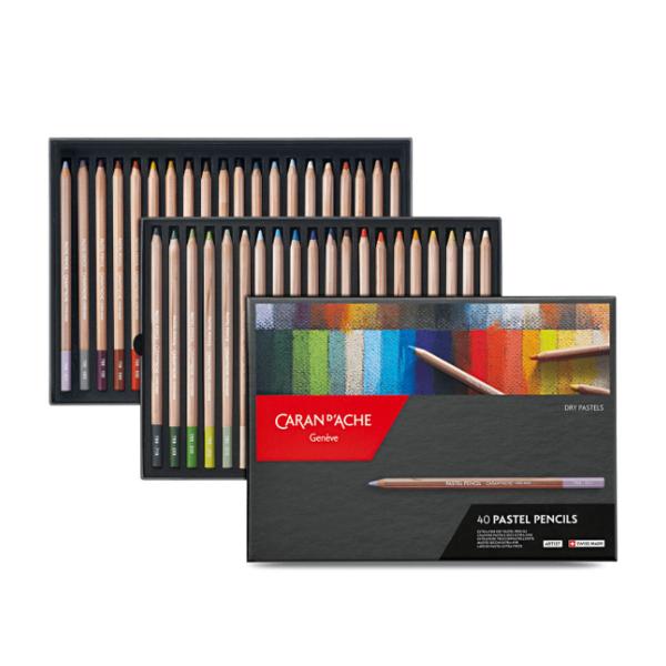 Imagem de Kit Estojo Lápis Pastel Colorido Caran Dache Genève Pastel Pencils 40 Cores - 788340