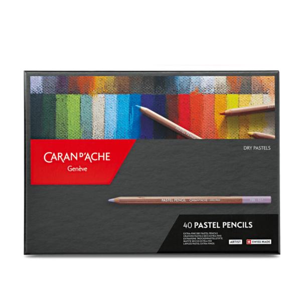 Imagem de Kit Estojo Lápis Pastel Colorido Caran Dache Genève Pastel Pencils 40 Cores - 788340