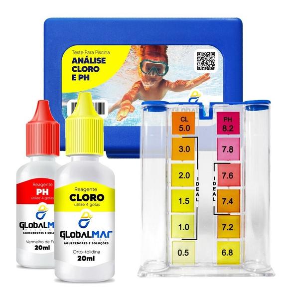 Imagem de Kit Estojo Para Medir Parâmetros de Cloro e pH Para Piscina Globalmar