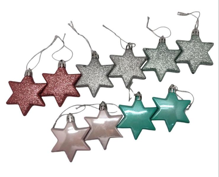 Imagem de Kit Estrelas Pendente Color 10Pcs 6Cm