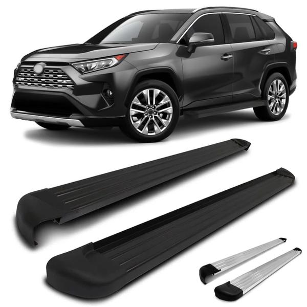 Imagem de Kit Estribo Lateral RAV4 2020 Aluminio Track Prata Preto