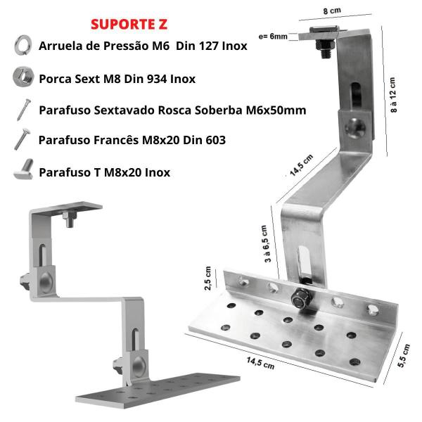 Imagem de Kit Estrutura Suporte Fixador 01 Placas Painel Solar