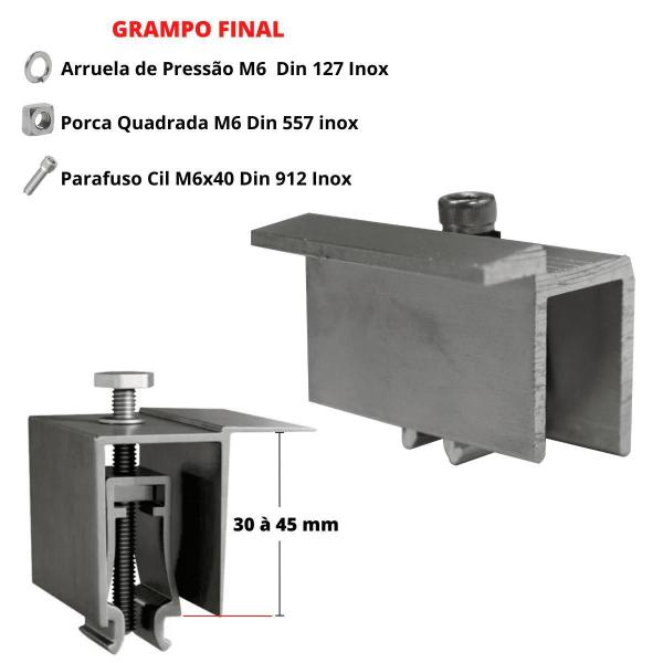 Imagem de Kit Estrutura Suporte Fixador 01 Placas Painel Solar