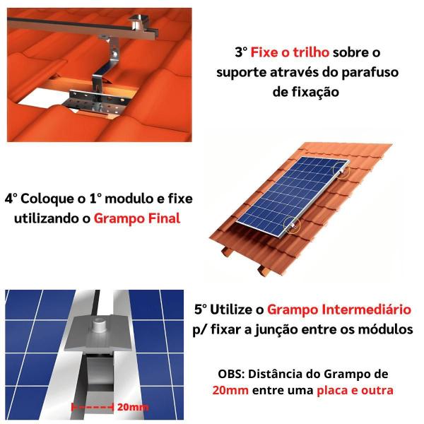 Imagem de Kit Estrutura Suporte Fixador 01 Placas Painel Solar