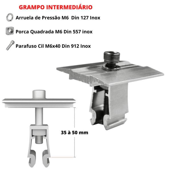 Imagem de Kit Estrutura Suporte Fixador 02 Placas Painel Solar