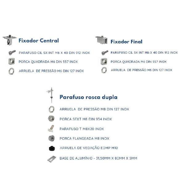 Imagem de Kit Estrutura Suporte Fixador 02 Placas Solar Alumínio E