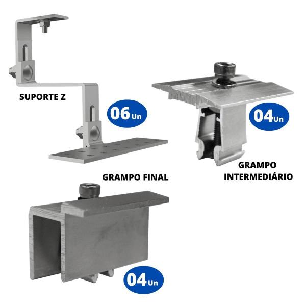 Imagem de Kit Estrutura Suporte Fixador 03 Placas Painel Solar