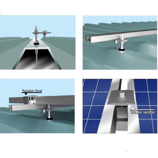 Imagem de Kit Estrutura Suporte Fixador 04 Placas Solar Alumínio E